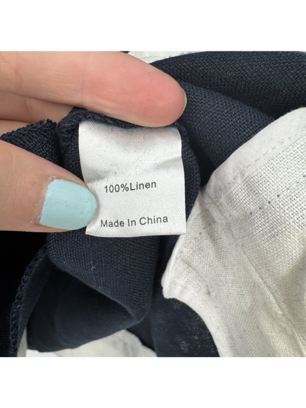 Tuckernuck Navy and White Linen Collier Dress size L Large Collared Mini Shift * - Picture 6 of 6